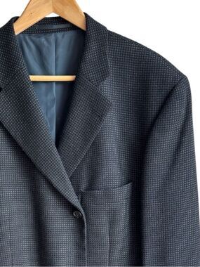 Strellson 100% Virgin Wool Sport Coat 48R Grey Birdseye Blazer Ventless Portugal